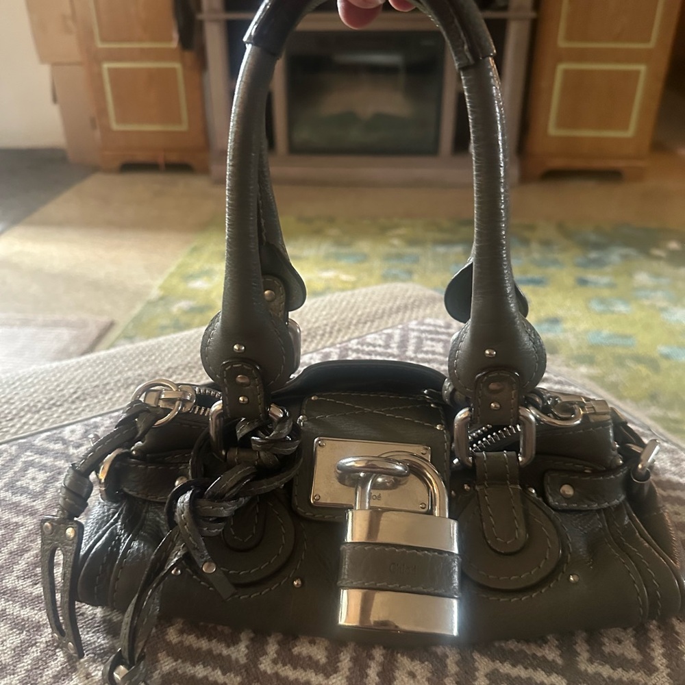 Chloe Mini Paddington Grey Leather Handbag with Key and Lock